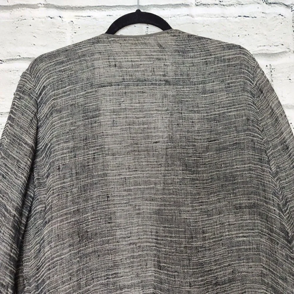 Eileen Fisher Womens Small Organic Linen Gray Lightweight Cardigan Lagenlook